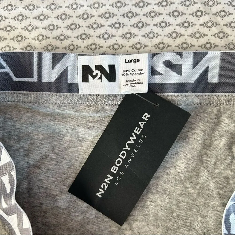 N2N Bodywear Grey Cotton Stretch Logo Pouch Briefs Size Large NWT